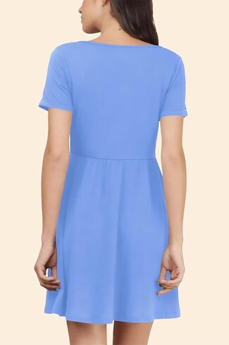 Hocuos Women Summer Dresses 2024 Short Sleeve Crewneck Swing Beach Basic Mini Dress Casual Short Tshirt Dress in Saudi Arabia