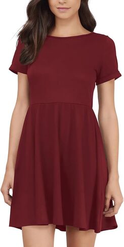 Hocuos Women Summer Dresses 2024 Short Sleeve Crewneck Swing Beach Basic Mini Dress Casual Short Tshirt Dress in Saudi Arabia