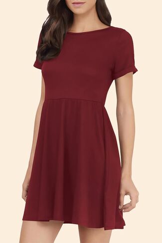 Hocuos Women Summer Dresses 2024 Short Sleeve Crewneck Swing Beach Basic Mini Dress Casual Short Tshirt Dress in Saudi Arabia