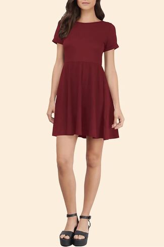 Hocuos Women Summer Dresses 2024 Short Sleeve Crewneck Swing Beach Basic Mini Dress Casual Short Tshirt Dress in Saudi Arabia