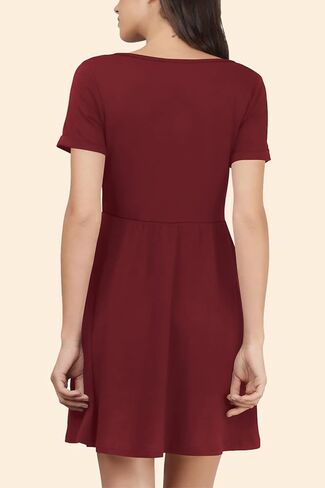 Hocuos Women Summer Dresses 2024 Short Sleeve Crewneck Swing Beach Basic Mini Dress Casual Short Tshirt Dress in Saudi Arabia