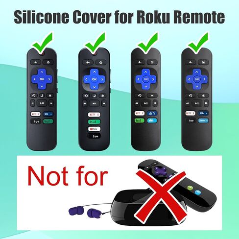 عبوتان من حافظة السيليكون الناعمة لجهاز التحكم عن بعد Roku، بديل عالمي لجهاز التحكم عن بعد لجهاز Hisense Roku/TCL Roku TV/Roku Steaming Stick/Roku Express (أزرق + أخضر) in Kuwait