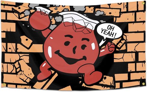Kool Aid Man Meme Funny Wall Flag Funny Poster Tapestry Durable Man Cave Wall Flag Pop Art Home Decoration with Brass Grommets 3x5 Feet Banner with 4 Brass Grommetsfor College Dorm Room in Saudi Arabia