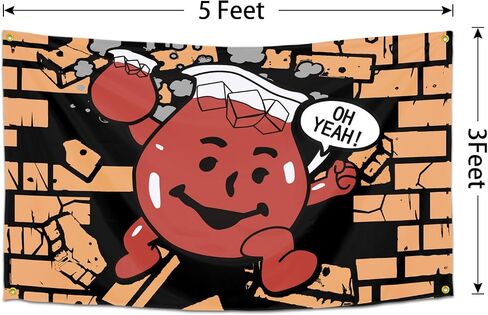 Kool Aid Man Meme Funny Wall Flag Funny Poster Tapestry Durable Man Cave Wall Flag Pop Art Home Decoration with Brass Grommets 3x5 Feet Banner with 4 Brass Grommetsfor College Dorm Room in Saudi Arabia