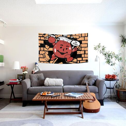 Kool Aid Man Meme Funny Wall Flag Funny Poster Tapestry Durable Man Cave Wall Flag Pop Art Home Decoration with Brass Grommets 3x5 Feet Banner with 4 Brass Grommetsfor College Dorm Room in Saudi Arabia