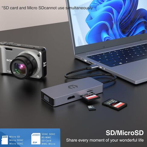 Docking Station, USB C Hub, TOTU 6-in-1 Type C Hub with HDMI VGA Dual Display USB C Adapter with SD/TF Card Reader, 2 USB A, USB C Docking for USB C Laptops and Other Type C Devices in Saudi Arabia