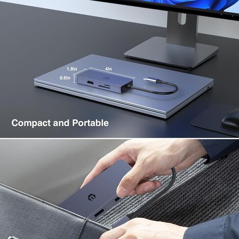 Docking Station, USB C Hub, TOTU 6-in-1 Type C Hub with HDMI VGA Dual Display USB C Adapter with SD/TF Card Reader, 2 USB A, USB C Docking for USB C Laptops and Other Type C Devices in Saudi Arabia