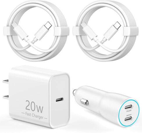 شاحن سيارة iPhone 15 شحن سريع، [معتمد من MFi] شاحن حائط USB C بقدرة 20 وات + محول شاحن سيارة USB C مزدوج بقدرة 40 وات + 2 حزمة سلك USB C إلى C بطول 3 أقدام لهاتف iPhone 15/15 Plus/15 Pro/15 Pro Max، iPad Pro/ الهواء/ميني in Kuwait