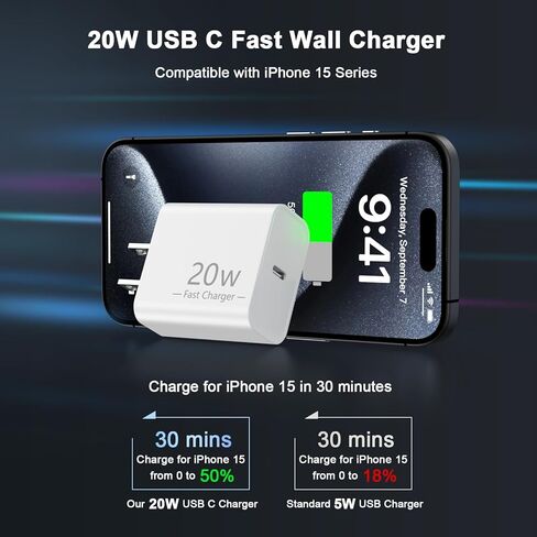 شاحن سيارة iPhone 15 شحن سريع، [معتمد من MFi] شاحن حائط USB C بقدرة 20 وات + محول شاحن سيارة USB C مزدوج بقدرة 40 وات + 2 حزمة سلك USB C إلى C بطول 3 أقدام لهاتف iPhone 15/15 Plus/15 Pro/15 Pro Max، iPad Pro/ الهواء/ميني in Kuwait