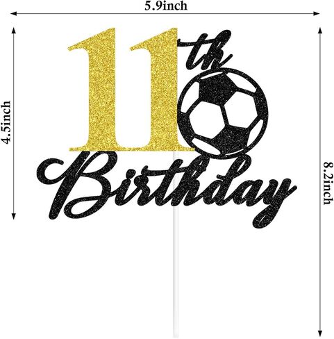 Soccer Happy 11th Birthday Cake Topper, Level 11 Unlocked, Hello 11, Sport Themed Birthday Cake Decor, Football Player 11th Birthday Party Decorations for Boys in Kuwait
