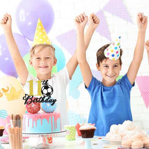 Soccer Happy 11th Birthday Cake Topper, Level 11 Unlocked, Hello 11, Sport Themed Birthday Cake Decor, Football Player 11th Birthday Party Decorations for Boys in Kuwait