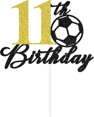 Soccer Happy 11th Birthday Cake Topper, Level 11 Unlocked, Hello 11, Sport Themed Birthday Cake Decor, Football Player 11th Birthday Party Decorations for Boys in Kuwait
