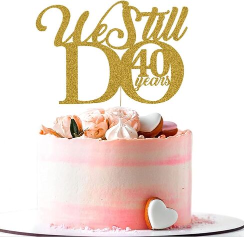 ما زلنا نفعل 40 عامًا من تزيين الكيك - تجديد العهد الأربعين لمستلزمات حفلات الزفاف والذكرى السنوية للديكور بريق ذهبي in Kuwait