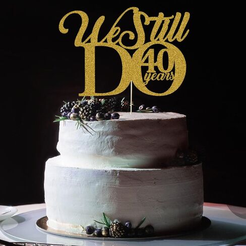 ما زلنا نفعل 40 عامًا من تزيين الكيك - تجديد العهد الأربعين لمستلزمات حفلات الزفاف والذكرى السنوية للديكور بريق ذهبي in Kuwait