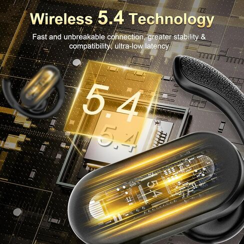 Wireless Headset Bluetooth Hanging Ear V5.4 Headset 50H Playback Bass Stereo Earbuds with LED Electricity Display Charging Case Waterproof Headset with Microphone (Flesh) in Saudi Arabia