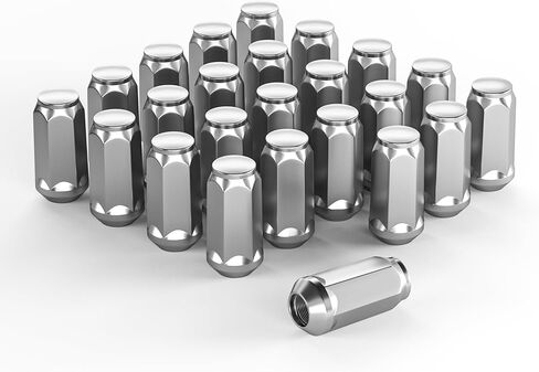 YIZBAP 24 قطعة M14x1.5 1.9 بوصة صواميل العروة فضية، نهاية مغلقة منتفخة الجوزة 14x1.5 صواميل العروة 3/4 بوصة سداسية لعجلات ما بعد البيع، متوافقة مع Silverado Sierra 1500 F150 Ram 1500 in Kuwait