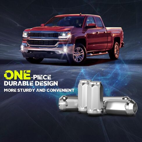 YIZBAP 24 قطعة M14x1.5 1.9 بوصة صواميل العروة فضية، نهاية مغلقة منتفخة الجوزة 14x1.5 صواميل العروة 3/4 بوصة سداسية لعجلات ما بعد البيع، متوافقة مع Silverado Sierra 1500 F150 Ram 1500 in Kuwait