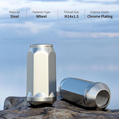 YIZBAP 24 قطعة M14x1.5 1.9 بوصة صواميل العروة فضية، نهاية مغلقة منتفخة الجوزة 14x1.5 صواميل العروة 3/4 بوصة سداسية لعجلات ما بعد البيع، متوافقة مع Silverado Sierra 1500 F150 Ram 1500 in Kuwait