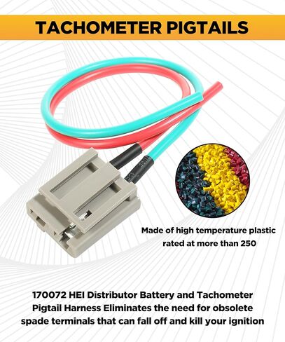 VARGTR 170072 حزام أسلاك الموزع، ملحقات السيارة 12 فولت قابس موصل الطاقة واللمس، استبدال أسلاك الأسلاك الكهربائية للبطارية وموصل مقياس سرعة الدوران ملحقات ملف الإشعال Tach in Kuwait