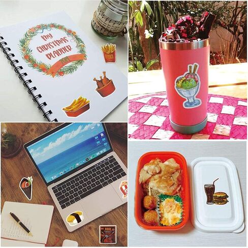 QTL Food Stickers for Kids Cute Food Stickers for Water Bottles Stickers for Adults Teens Laptop Stickers Waterproof Fast Food Stickers Packs 50Pcs in Kuwait