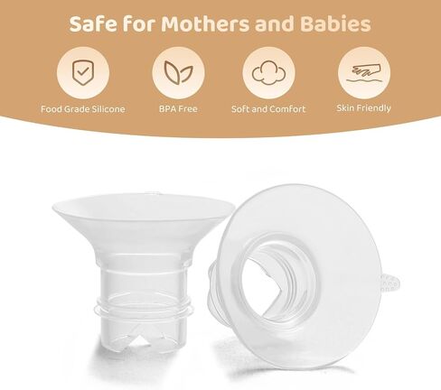 حشوات شفة 15 مم متوافقة مع مضخة الثدي Medela/Spectra/TSRETE/Elvie/Momcozy/Bellababy 24 مم، تقلل نفق الحلمة 24 مم إلى 15 مم، 4 قطع in Kuwait