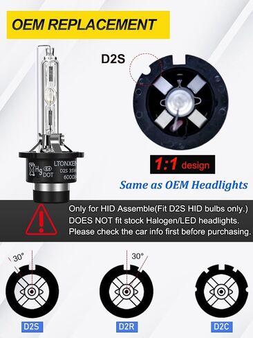 LTONXEN D1S HID Headlight Bulbs 8000K White Blue, 35W High Low Beam HID Headlights Xenon Replacement Bulb, Perfect Match of OEM Version for 12V Car - Pack of 2 in Saudi Arabia