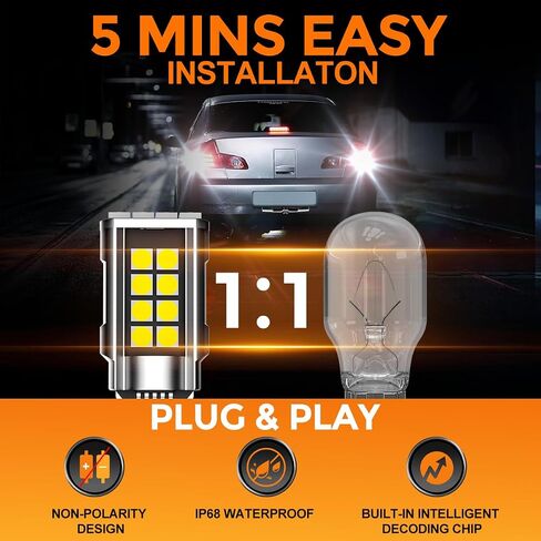 [2024 Upgrade] 912 921 LED Bulbs for Back up Light [Super Bright] 6000K White 360° Reverse Lights, CAN-BUS Error Free, 3030 20-SMD W16W T15 906 904, Pack of 2 in Saudi Arabia