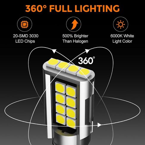 [2024 Upgrade] 912 921 LED Bulbs for Back up Light [Super Bright] 6000K White 360° Reverse Lights, CAN-BUS Error Free, 3030 20-SMD W16W T15 906 904, Pack of 2 in Saudi Arabia