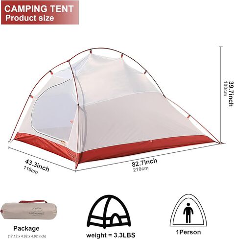 1-Person Ultralight Tent,3-Season Lightweight Backpacking Tent with Footprint,Free Standing 2-Person Waterproof Hiking Tent for Outdoor Camping,Biking in Kuwait