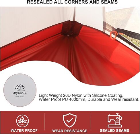 1-Person Ultralight Tent,3-Season Lightweight Backpacking Tent with Footprint,Free Standing 2-Person Waterproof Hiking Tent for Outdoor Camping,Biking in Kuwait