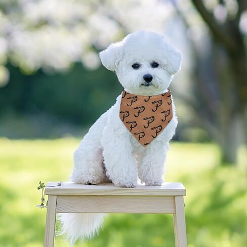 Cute Pet Pattern Brown Dog Bandanas, Comfortable Silky Cotton Triangle Bibs Scarfs for Dogs or Cats, Cute Pet Kerchief for Small Medium Large Dogs in Saudi Arabia