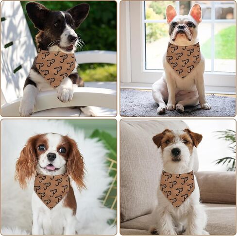 Cute Pet Pattern Brown Dog Bandanas, Comfortable Silky Cotton Triangle Bibs Scarfs for Dogs or Cats, Cute Pet Kerchief for Small Medium Large Dogs in Saudi Arabia