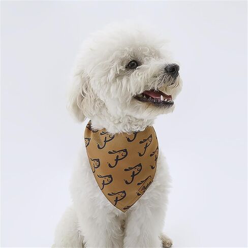 Cute Pet Pattern Brown Dog Bandanas, Comfortable Silky Cotton Triangle Bibs Scarfs for Dogs or Cats, Cute Pet Kerchief for Small Medium Large Dogs in Saudi Arabia