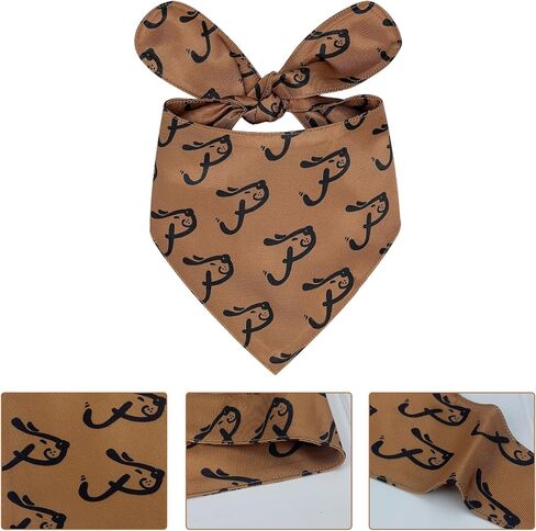 Cute Pet Pattern Brown Dog Bandanas, Comfortable Silky Cotton Triangle Bibs Scarfs for Dogs or Cats, Cute Pet Kerchief for Small Medium Large Dogs in Saudi Arabia