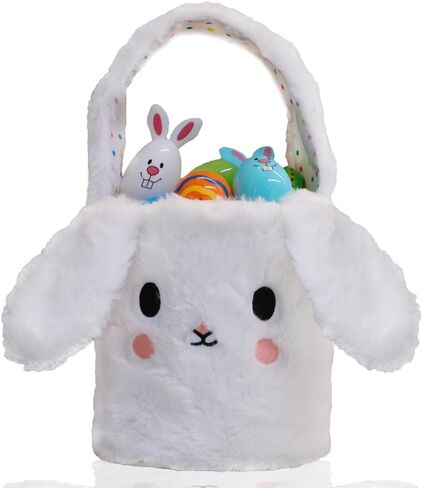 Toy Storage Bag Baskets for Boys, Bunny Candy Basket for Kids, Girls, Toddlers, Baby, Teens with Rabbit Ear, Buckets for Kids with Handle, Large Bunny Easter Bag Gifts in Saudi Arabia