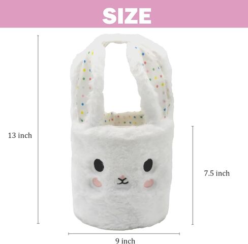 Toy Storage Bag Baskets for Boys, Bunny Candy Basket for Kids, Girls, Toddlers, Baby, Teens with Rabbit Ear, Buckets for Kids with Handle, Large Bunny Easter Bag Gifts in Saudi Arabia