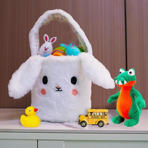 Toy Storage Bag Baskets for Boys, Bunny Candy Basket for Kids, Girls, Toddlers, Baby, Teens with Rabbit Ear, Buckets for Kids with Handle, Large Bunny Easter Bag Gifts in Saudi Arabia