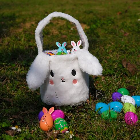 Toy Storage Bag Baskets for Boys, Bunny Candy Basket for Kids, Girls, Toddlers, Baby, Teens with Rabbit Ear, Buckets for Kids with Handle, Large Bunny Easter Bag Gifts in Saudi Arabia