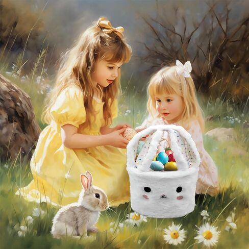 Toy Storage Bag Baskets for Boys, Bunny Candy Basket for Kids, Girls, Toddlers, Baby, Teens with Rabbit Ear, Buckets for Kids with Handle, Large Bunny Easter Bag Gifts in Saudi Arabia