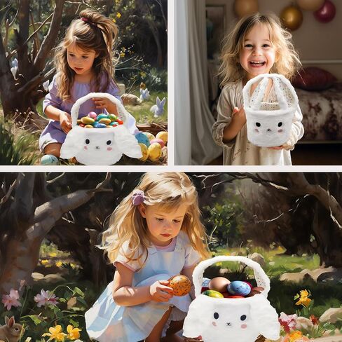 Toy Storage Bag Baskets for Boys, Bunny Candy Basket for Kids, Girls, Toddlers, Baby, Teens with Rabbit Ear, Buckets for Kids with Handle, Large Bunny Easter Bag Gifts in Saudi Arabia