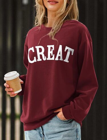 سويت شيرت Amoretu نسائي بياقة دائرية وأكمام طويلة، بلوفر خفيف الوزن in Kuwait