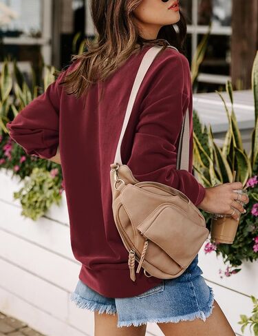 سويت شيرت Amoretu نسائي بياقة دائرية وأكمام طويلة، بلوفر خفيف الوزن in Kuwait