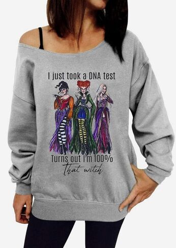 Women I Just Took a DNA Test Turns Out I’m 100 That Witch Halloween Sweatshirt Vintage Sanderson Sisters Tops Blouse in Saudi Arabia