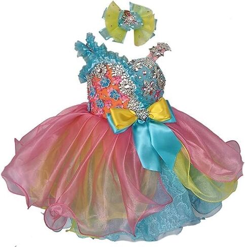 فستان Jenniferwu G272-4 للأطفال حديثي الولادة وحفلات أعياد الميلاد للفتيات الصغيرات باللون الأزرق مقاس 6-9M in Kuwait