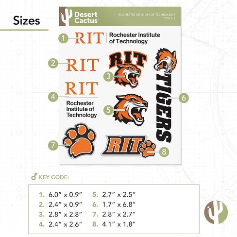 ملصق Desert Cactus Rochester Institute of Technology ملصق RIT Tigers شارات الفينيل وزجاجة مياه للكمبيوتر المحمول وقصاصات السيارة T2 (النوع 2) in Saudi Arabia