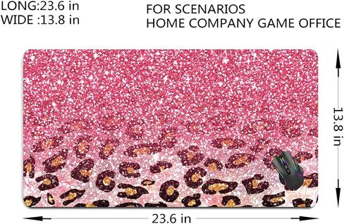 Large Mouse Pad,Cute Pink Glitter Leopard Extended Computer Keyboard Mouse Pads Desk Accessories Non-Slip Rubber Base,Mousepad for Laptop Mouse in Saudi Arabia