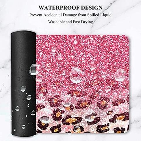 Large Mouse Pad,Cute Pink Glitter Leopard Extended Computer Keyboard Mouse Pads Desk Accessories Non-Slip Rubber Base,Mousepad for Laptop Mouse in Saudi Arabia