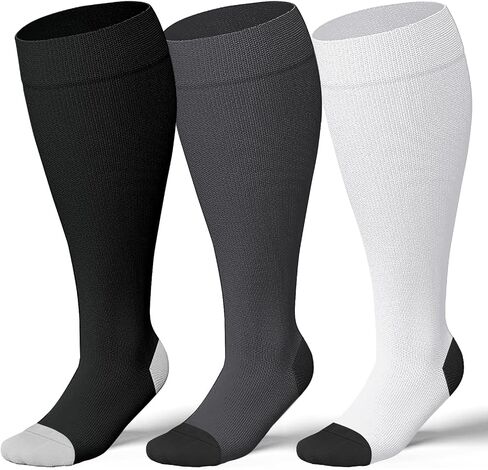 Plus Size Compression Socks Wide Calf for Women & Men, 20-30mmHg Knee High Compression Stockings,Support Socks,XL-4XL in Saudi Arabia
