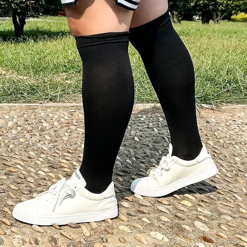 Plus Size Compression Socks Wide Calf for Women & Men, 20-30mmHg Knee High Compression Stockings,Support Socks,XL-4XL in Saudi Arabia