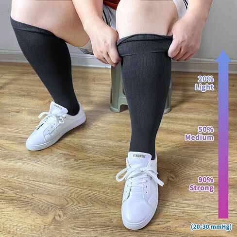 Plus Size Compression Socks Wide Calf for Women & Men, 20-30mmHg Knee High Compression Stockings,Support Socks,XL-4XL in Saudi Arabia